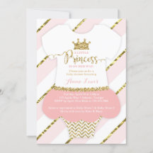 Little Princess Baby Shower Inbjudan, Faux Glitter