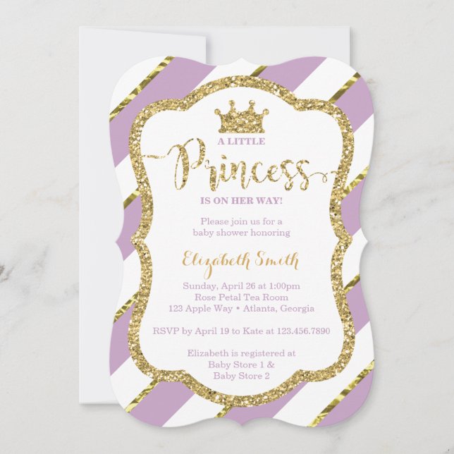 Little Princess Baby Shower Inbjudan, Faux Glitter Inbjudningar (Framsida)