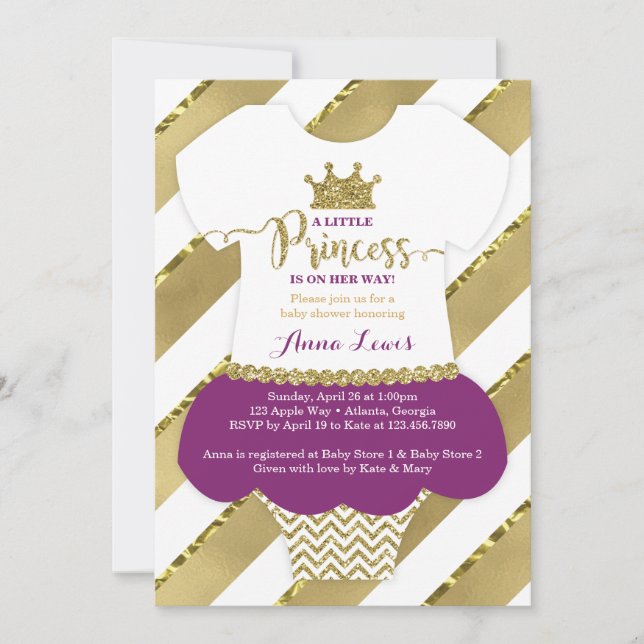 Little Princess Baby Shower Inbjudan, Faux Glitter Inbjudningar (Framsida)