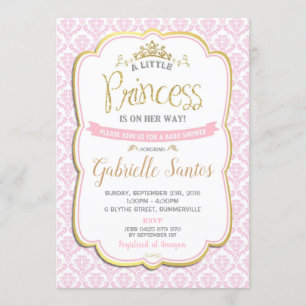 Little Princess Baby Shower-inbjudan Flickans Rosa Inbjudningar