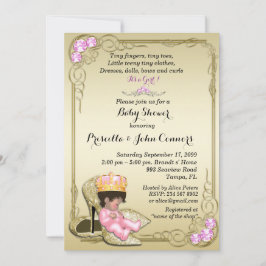 Little Princess Baby Shower-inbjudan, guld Inbjudningar
