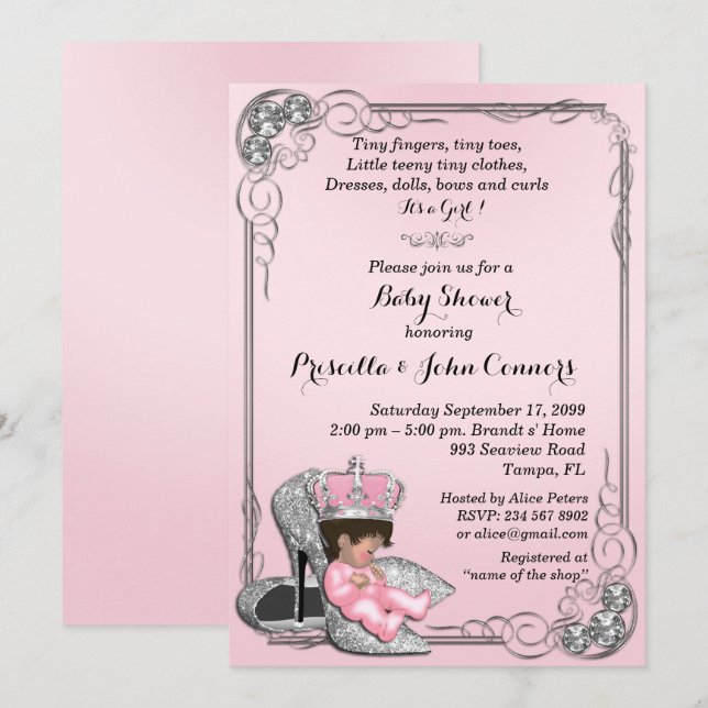 Little Princess Baby Shower-inbjudan,rosa Inbjudningar (Fram/baksida)