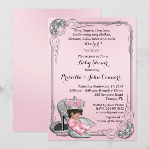 Little Princess Baby Shower-inbjudan,rosa Inbjudningar