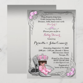 Little Princess Baby Shower-inbjudan, silver Inbjudningar