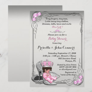 Little Princess Baby Shower-inbjudan, silver Inbjudningar