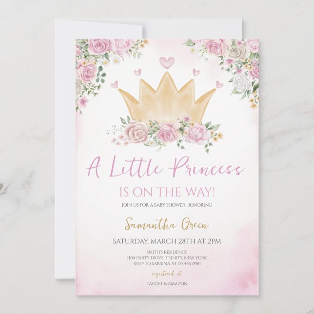 Little Princess Baby Shower Inbjudningar (Framsida)