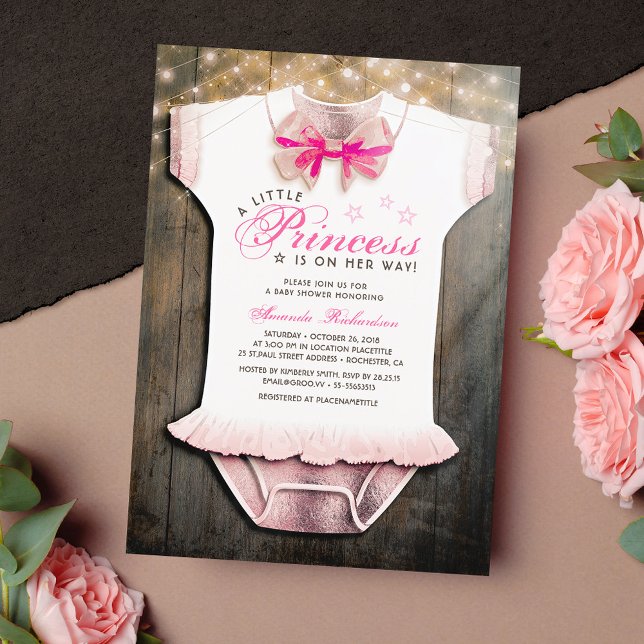 Little Princess Baby Shower | Rustic | RO GULD Inbjudningar (Skapare uppladdad)