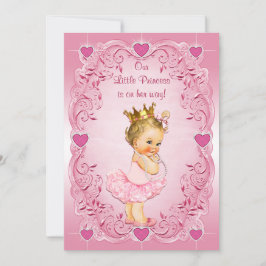 Little Princess Ballerina Kärlek Hearts Baby Showe Inbjudningar