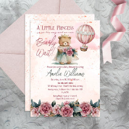 Little Princess Bear Barly Wait Girl Baby Shower Inbjudningar