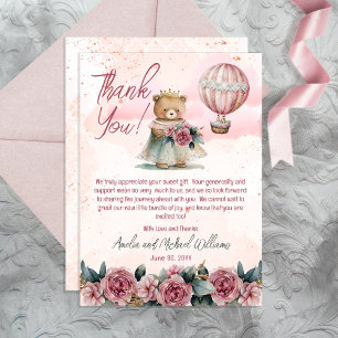 Little Princess Bear Girl Baby Shower Tack Kort