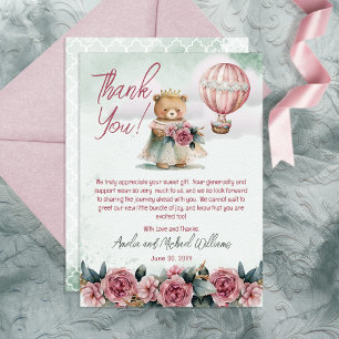 Little Princess Bear Girl Baby Shower Tack Kort