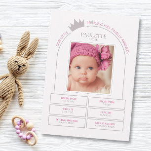 Little Princess Birth annnouncement Card Inbjudningar