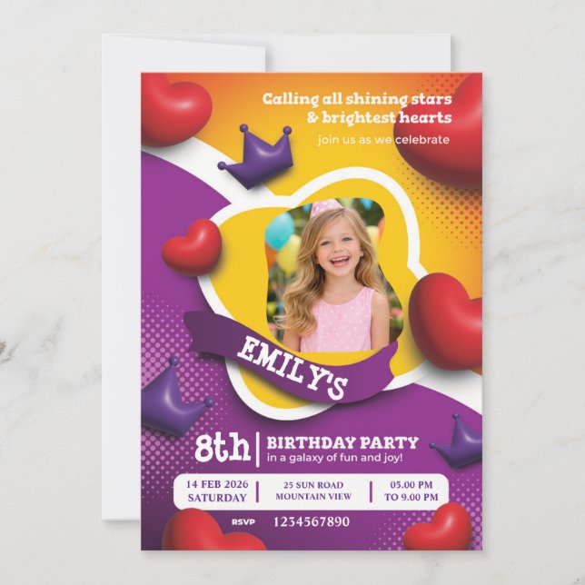 Little Princess Birthday Invite – Fairytale Crown  Inbjudningar (Framsida)