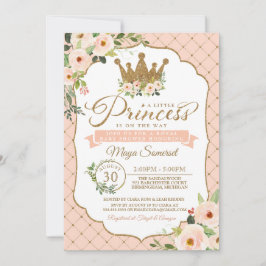 Little Princess  Blommigt Royal Baby Shower Inbjudningar