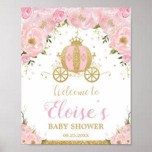 Little Princess Carriage Rosa Blommigt Välkommen Poster