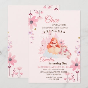 Little Princess Castle Flower Birthday Inbjudningar