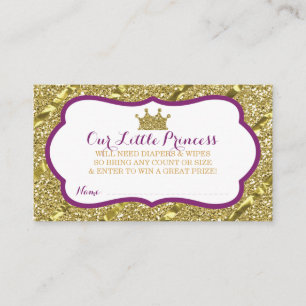 Little Princess Diaper Raffle Biljett, Faux Glitte Tilläggskort