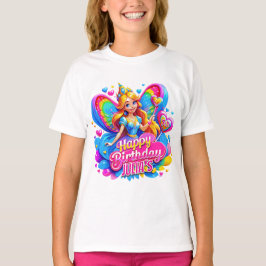 Little Princess Fairy Rainbow Vingar, födelsedagsp T Shirt