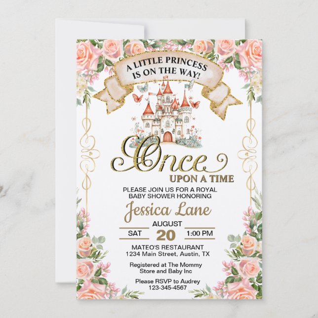 Little Princess Fairy Tale Castle Girl Baby Shower Inbjudningar (Framsida)