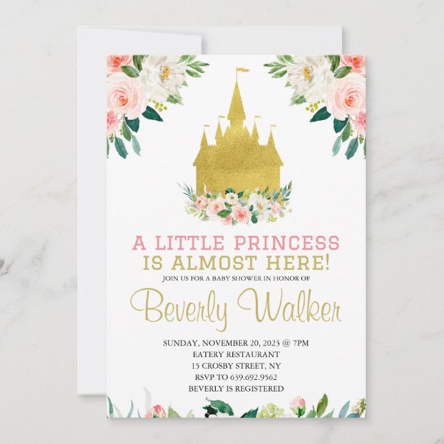 Little Princess Fairytale Castle Girl Baby Shower Inbjudningar (Framsida)