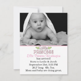 Little Princess Flicka Birth Announcement Meddelande