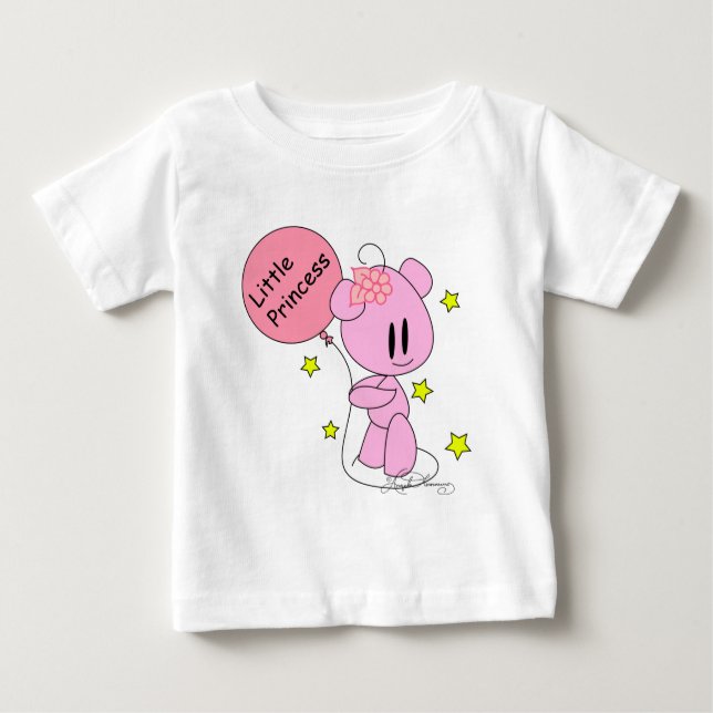 Little Princess Flicka Rosa Nalle T-Shirt (Framsida)