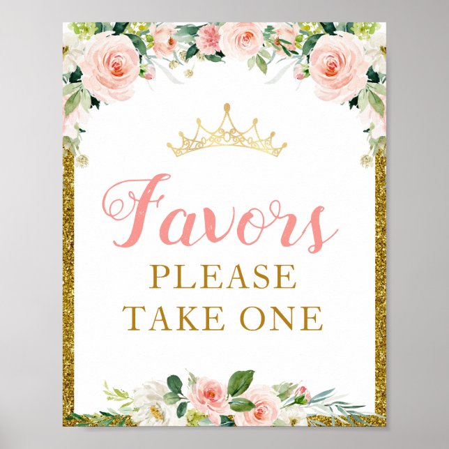 little princess floral baby shower Favours sign Poster (Framsidan)
