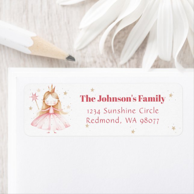 Little Princess Födelsedagsfest Returadress Etikett (Insitu)