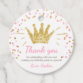 Little Princess Girl Birthday Rosa Guld Krona Gåvor Etiketter