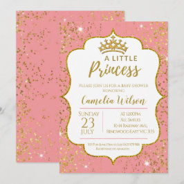 Little Princess Guld Krona Rosa Baby Shower Invita Inbjudningar