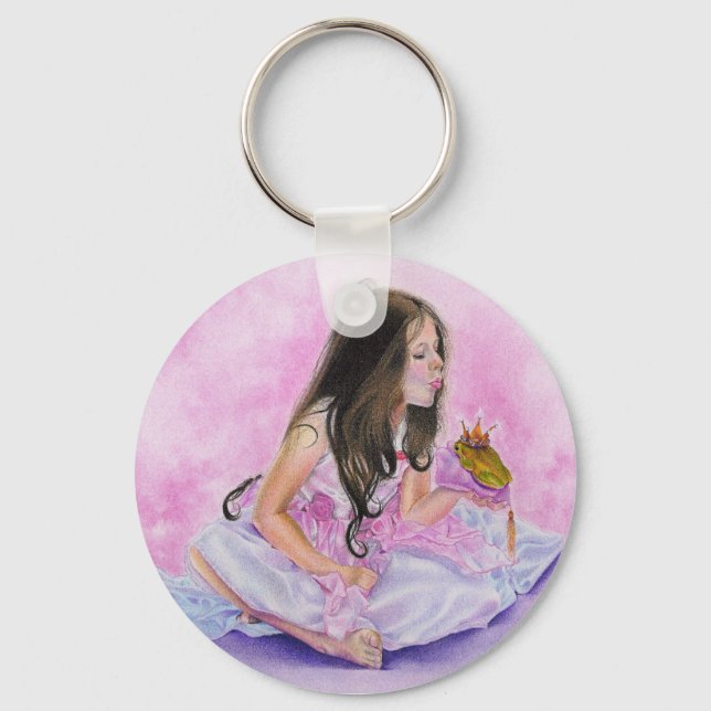 Little Princess Kissing Frog Keychain Nyckelring (Framsida)