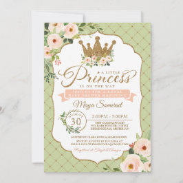 Little Princess  Mint Guld Royal Baby Shower Inbjudningar