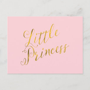 Little Princess Quote Faux Gold Foil Glitter Rosa Vykort