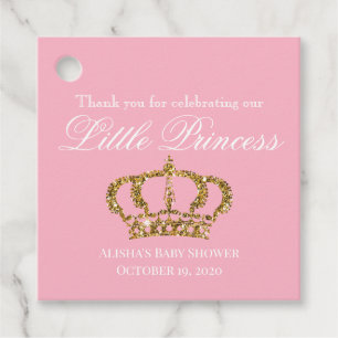Little Princess Rosa Guld Baby Shower Tack Gåvor Etiketter
