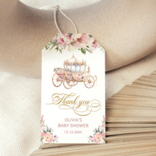 Little Princess Rosa & Guld Baby Shower Tack Presentetikett