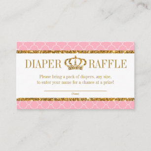 Little Princess Royal Rosa och Guld Diaper Raffle Tilläggskort