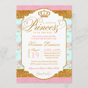 Little Princess Shabby chic Flowers Baby Shower Inbjudningar