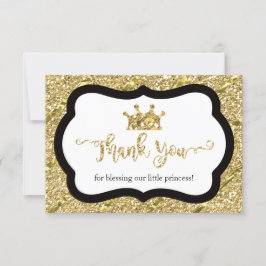 Little Princess Tack You Card, Black Faux Glitter Kort