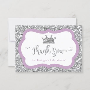 Little Princess Tack You Card Lila Faux Glitter Kort