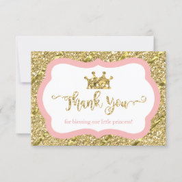 Little Princess Tack You Card, Rosa, Faux Glitter Kort