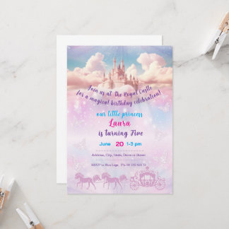 Little princess Theme invitaion. Kids party. Inbjudningar
