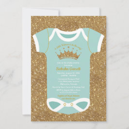 Little Princess Turcouise Glitter Guld Baby Shower Inbjudningar
