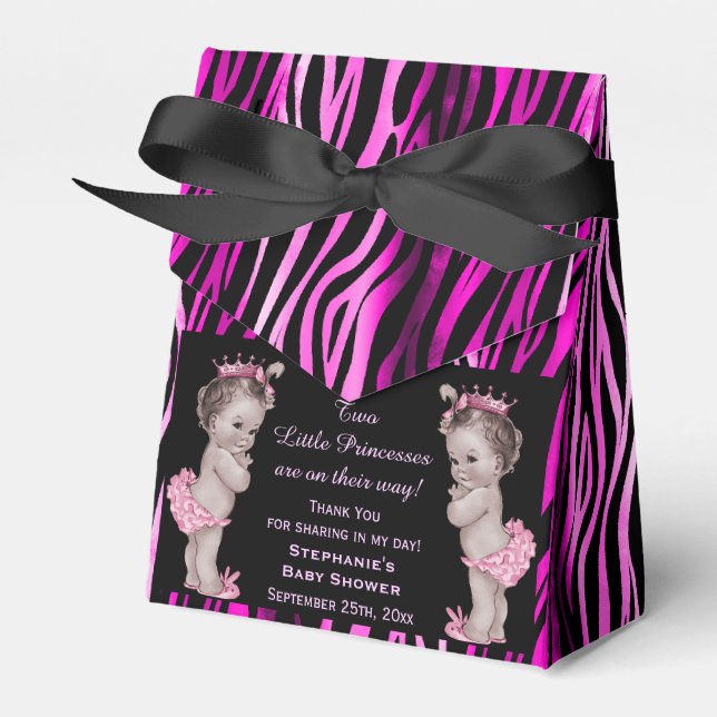 Little Princess Twillingar Baby Shower Zebra mönst Presentaskar (Framsidan Sidan)
