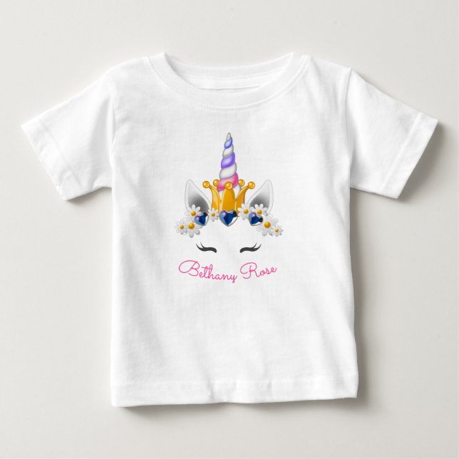 Little Princess Unicorn Krona och Scepter Flowers T Shirt (Framsida)