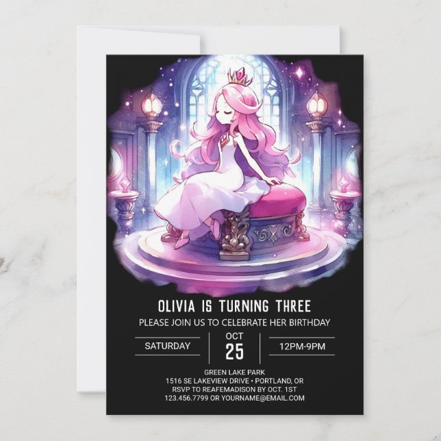 Little Printable Princess Birthday Inbjudningar (Framsida)