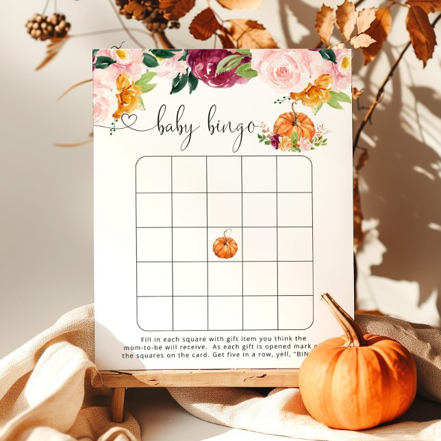Little pumkin burgundy blommigt baby bingo-spel (Skapare uppladdad)