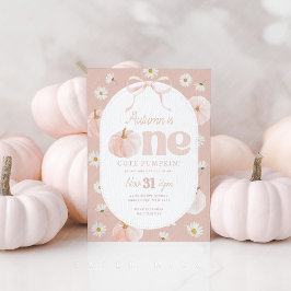 Little Pumpkin 1st Birthday Daisy Rosa Bow Inbjudningar