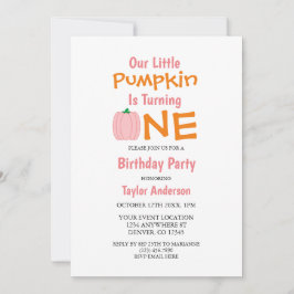 Little Pumpkin 1st Birthday Inbjudningar