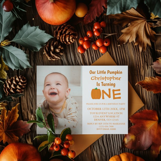 Little Pumpkin 1st Birthday Inbjudningar (Skapare uppladdad)