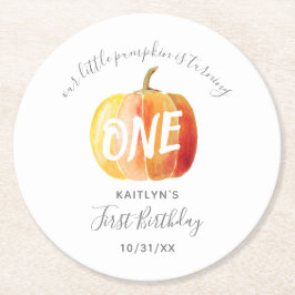 Little Pumpkin 1st Birthday Underlägg Papper Rund